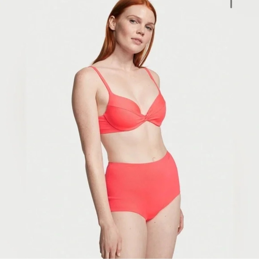NWT Victoria's Secret High Waisted Mix&Match Boyshort Bikini Bottom Coral Sz M - Picture 2 of 13